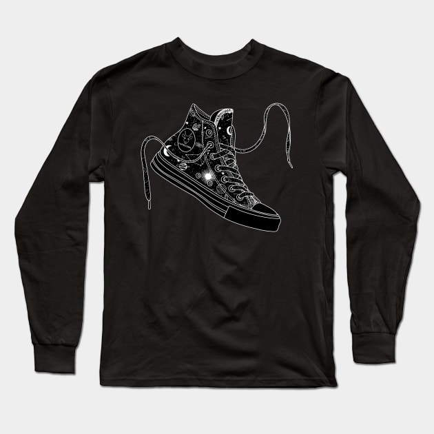 Capricorn high tops - Black &amp; White Long Sleeve T-Shirt by MickeyEdwards